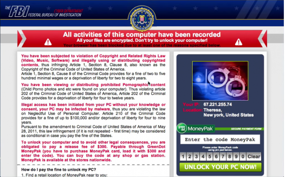 Remove FBI Cyber Department MoneyPak Virus - How to, Technology and PC ...