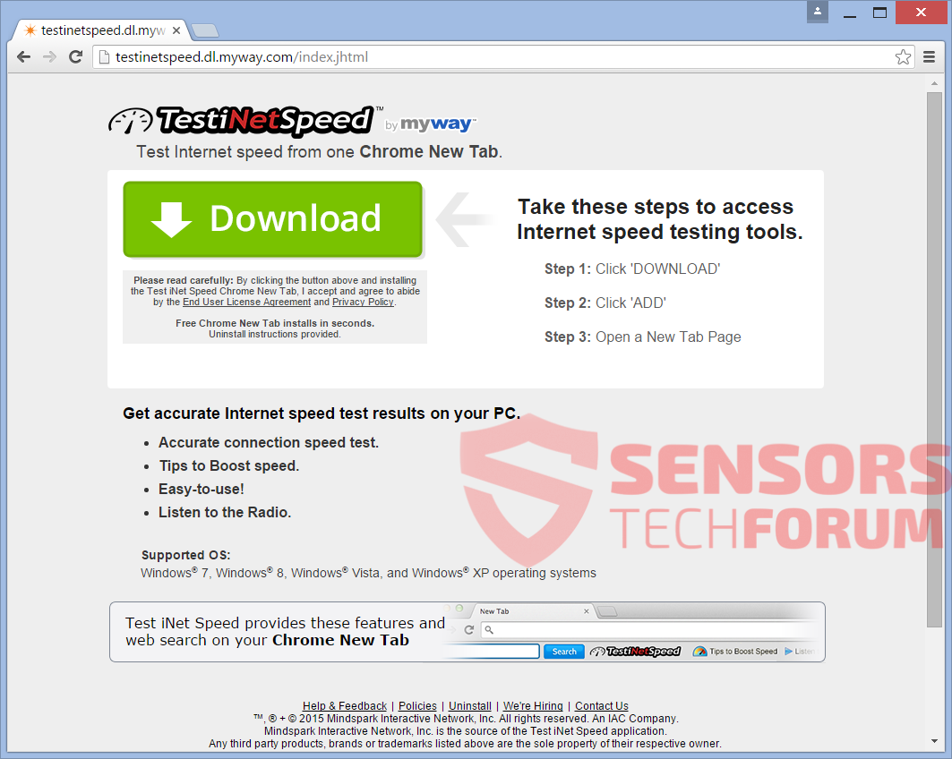 SensorsTechForum-testinetspeed-myway-test-internet-velocidad-descarga-barra de herramientas-página