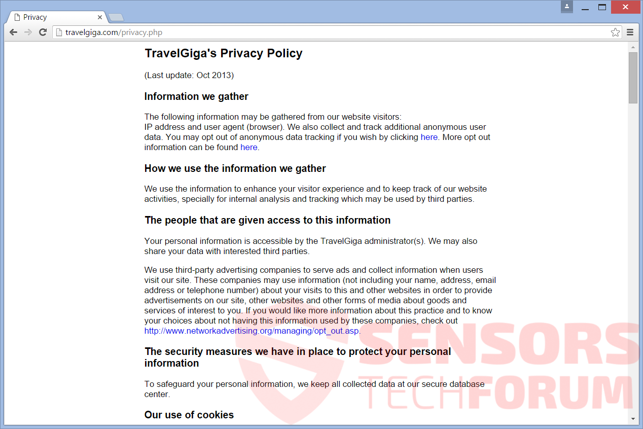 SensorsTechForum-travel-giga-official-site privacy-beleid