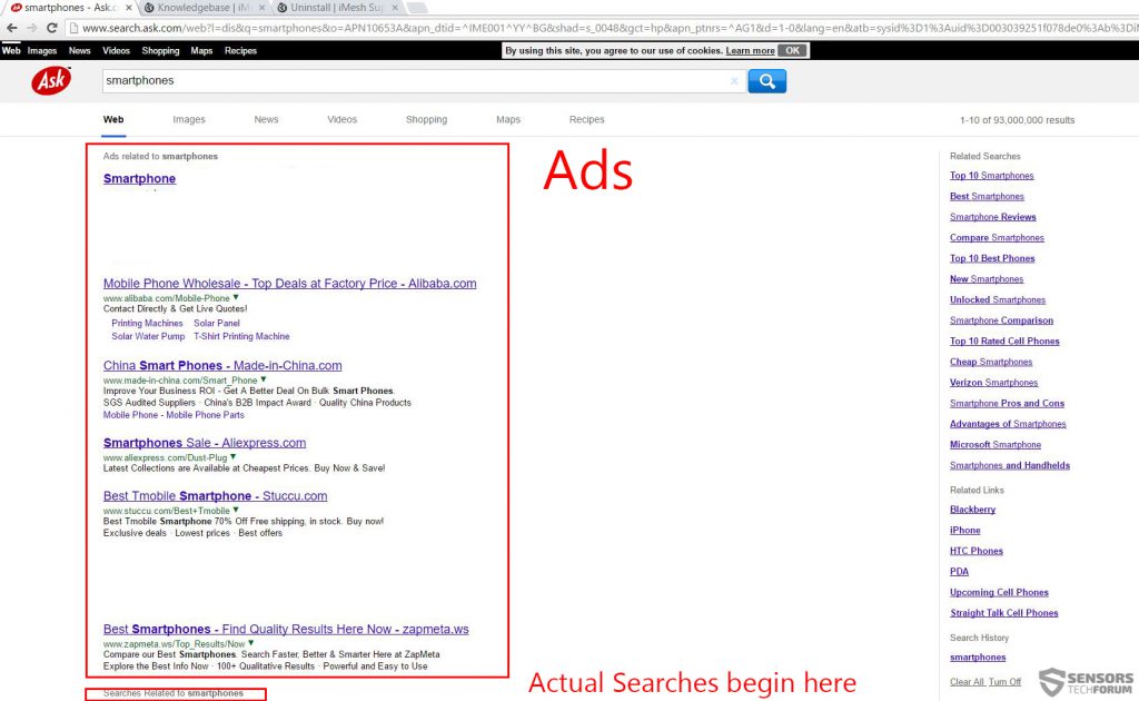 imesh-search-ads-redirect-ask-com-sensorstechforum