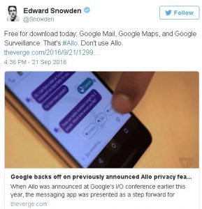google-allo-Snowden-twitter-capteur Forum technique