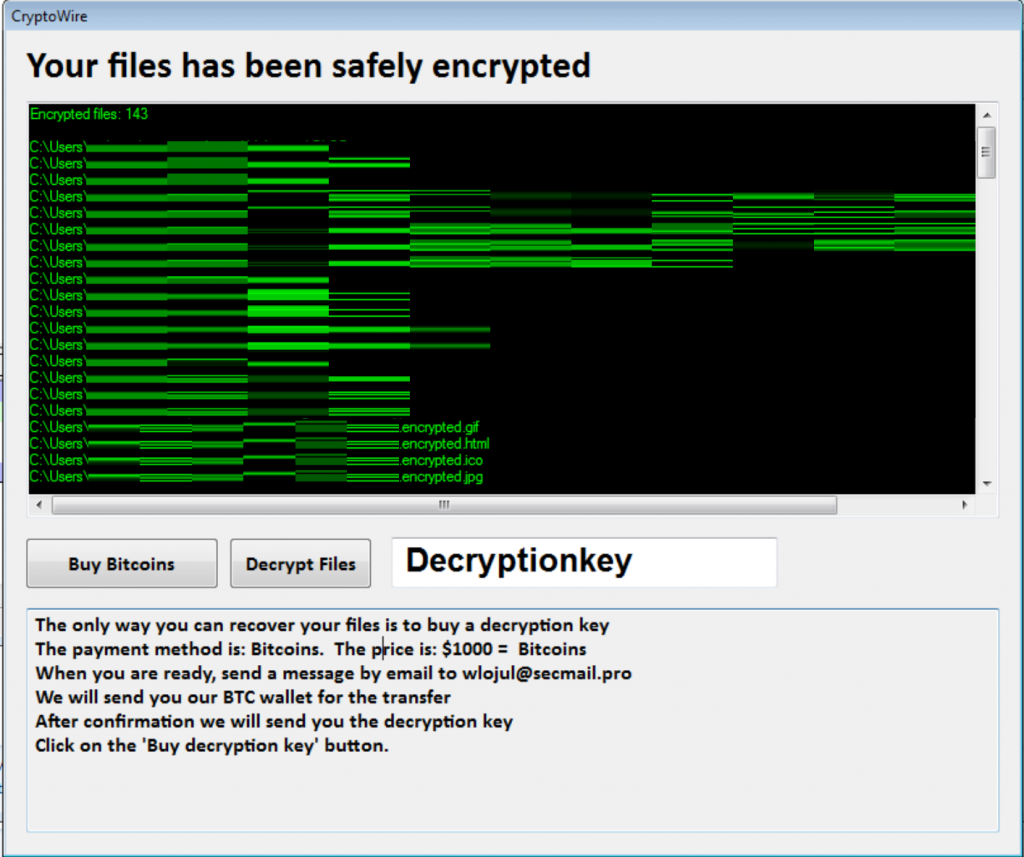 CryptoWire imagen ransomware