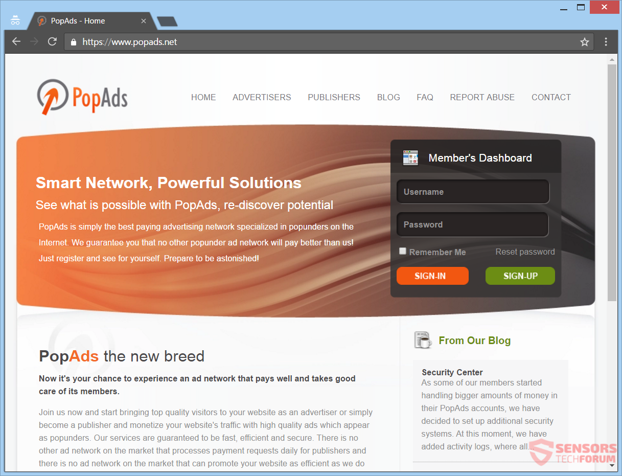 STF-popads-net-popads-pop-up ad-réseau principal site page