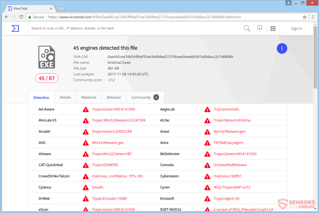 Remove Kristina Ransomware - Restore .crypt12 Files