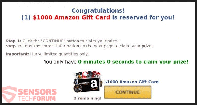 ”$1000のAmazonギフトカードはあなたのために予約されています!" 詐欺