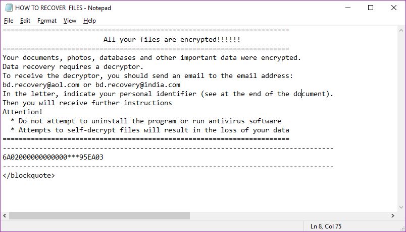 Scarab-Recovery Virus image ransomware note .Recovery extension
