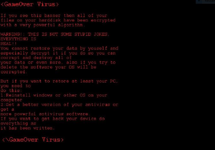 GameOver Virus image ransomware note .gameover extension