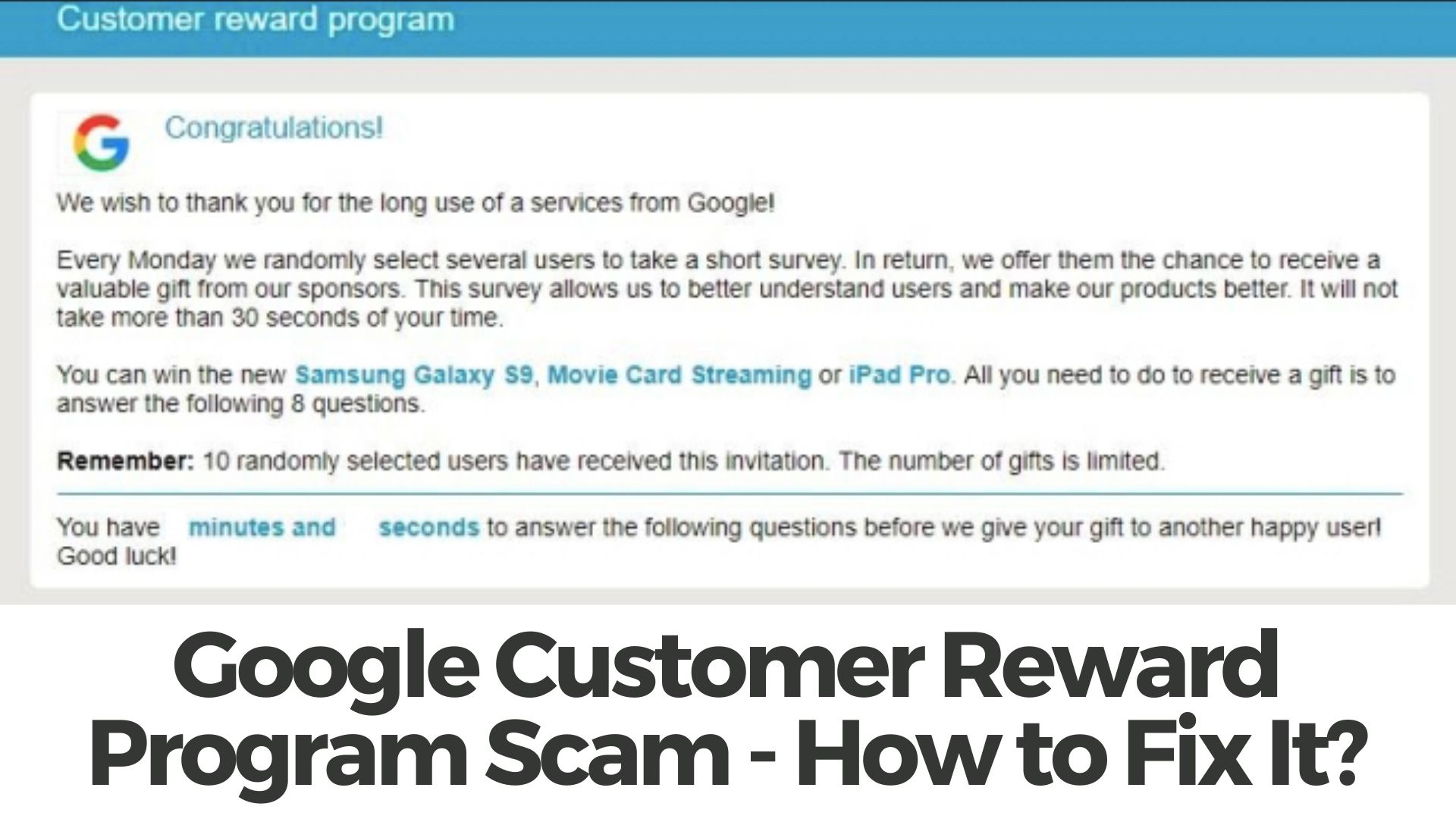 Google Customer Reward Program Scam Removal [2023]