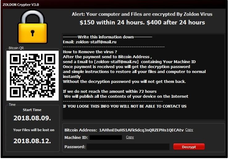 Zoldon Virus Virus image ransomware note  Encrypted extension