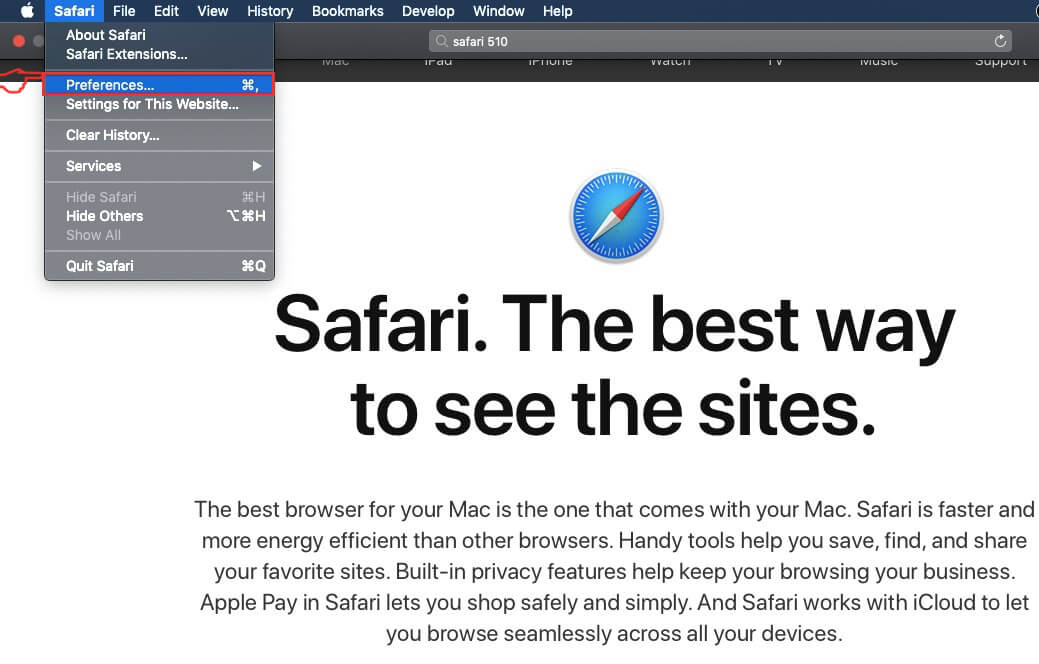 Supprimer le virus Mac de l'étape safari 1