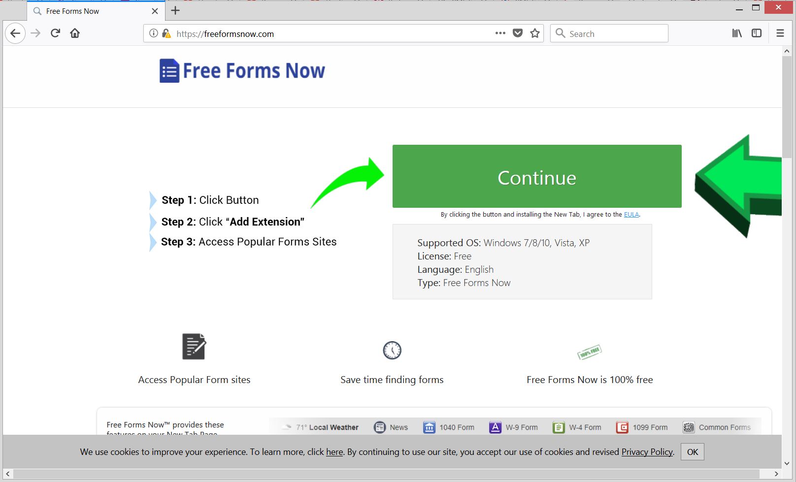 Freeformsnow.com browser redirect official download extension page sensorstechforum