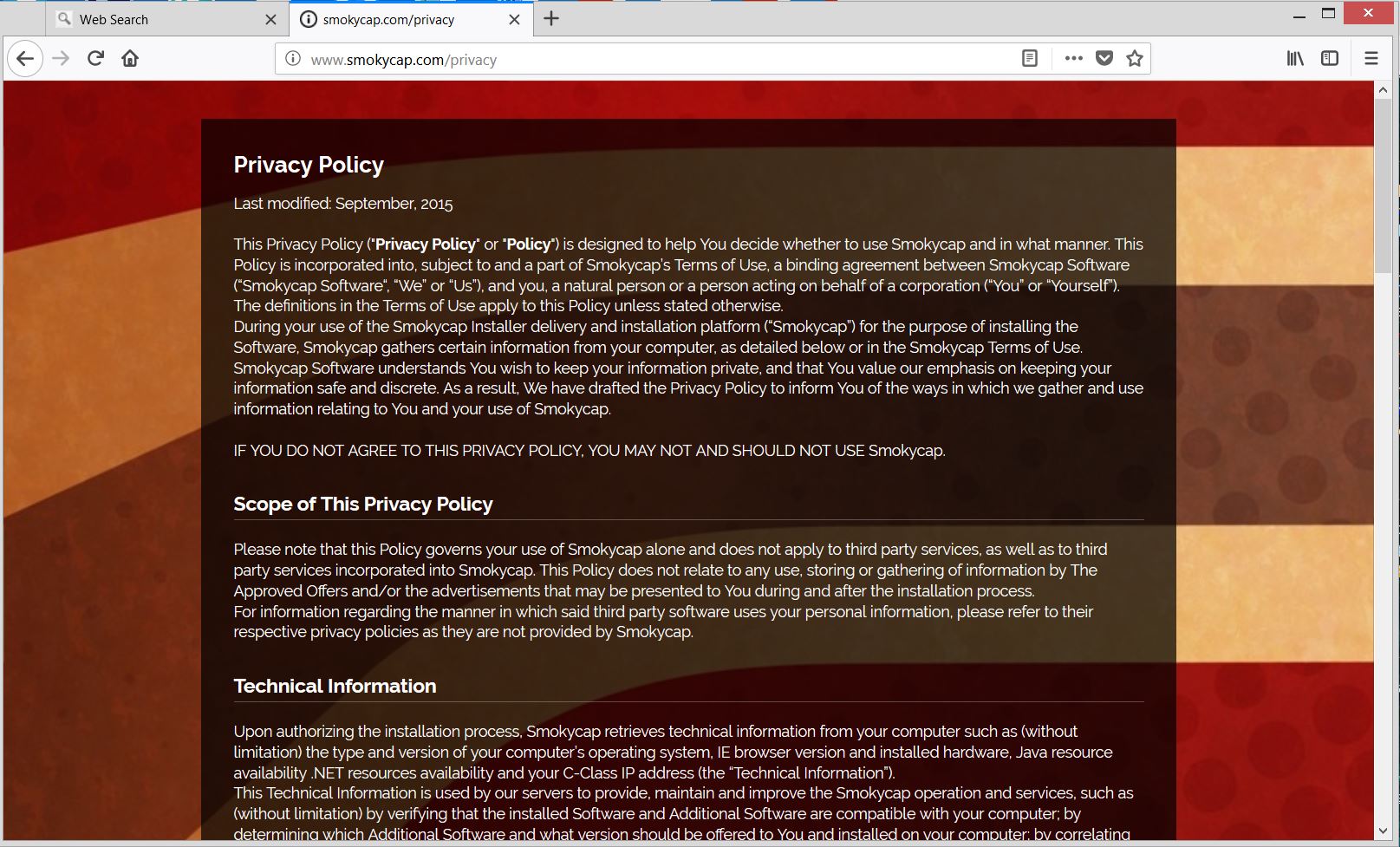 Ricerca-smokycap-com-privacy-policy-page-raccolta dati-sensorstechforum