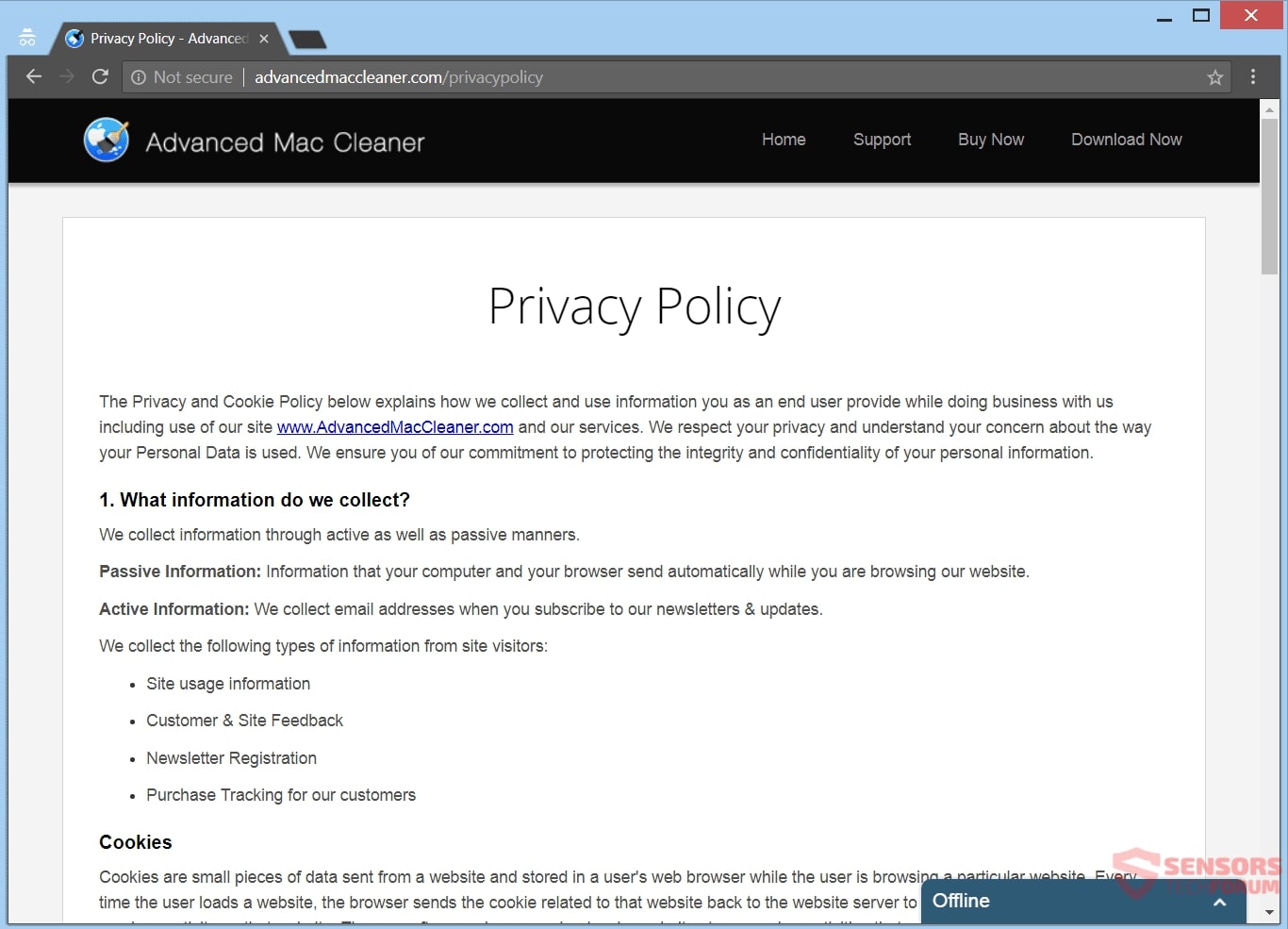stf-geavanceerde-mac-cleaner-pup-officiële-site-privacybeleid-pagina