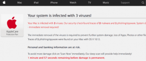 あなたのシステムはに感染しています 3 ウイルス! (e.tre456_worm_osx) Mac詐欺–削除する