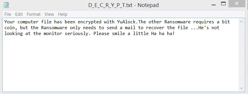 D_E_C_R_Y_P_T.txt ransom note file of cuteRansomware YuAlock sensorstechforum
