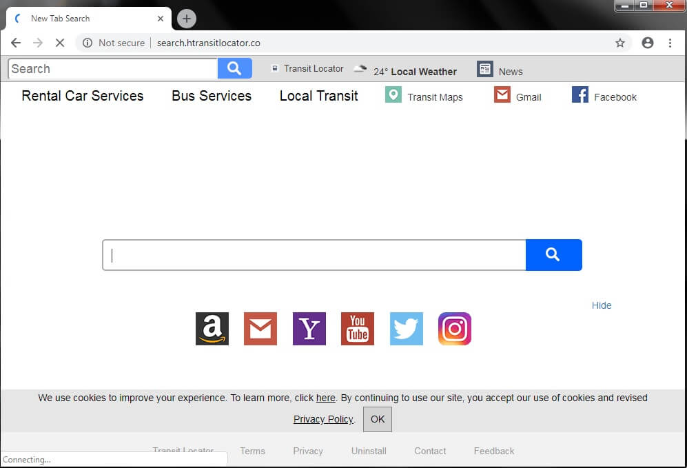 search htransitlocator co browser hijacker redirect main page