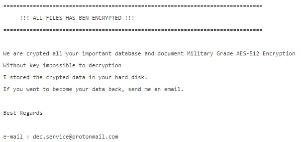 dec service ransomware ransom note text
