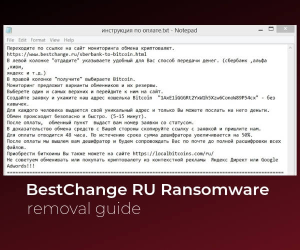remove bestchange ru ransomware in full sensorstechforum guide