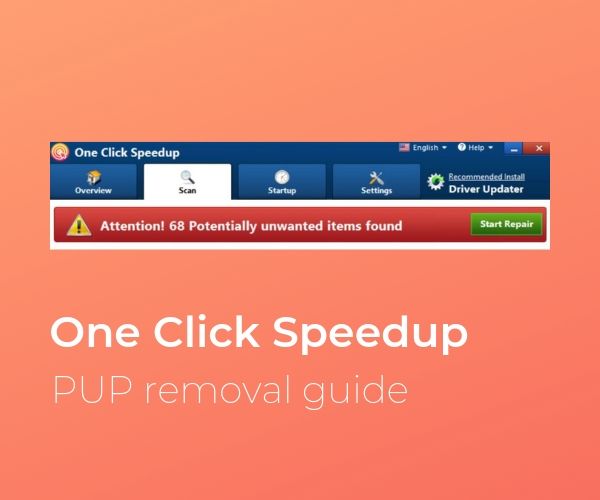 remove One Click Speedup pup sensorstechforum