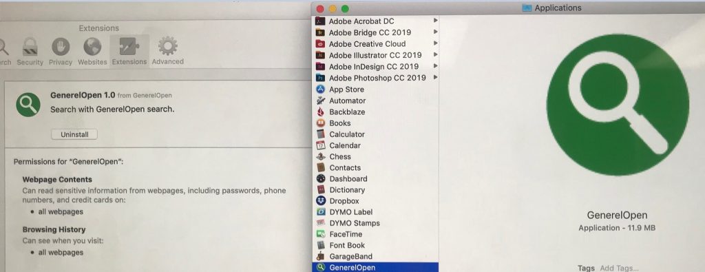 Problema Mac 2 - barra de ferramentas ou extensão de adware