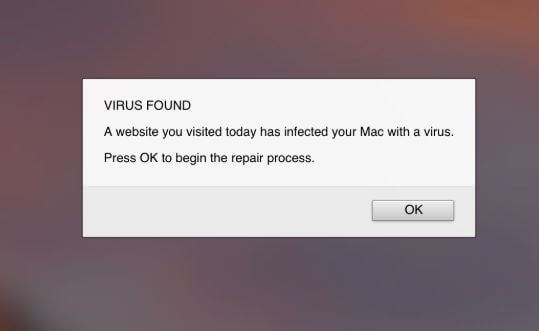 remove website you visited today has infected your Mac with a virus scam message