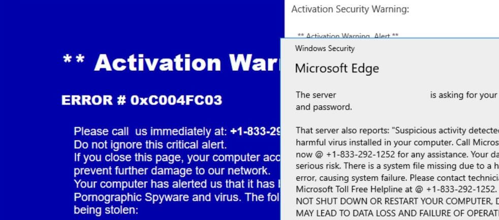 remove ERROR 0xC004FC03 activation security warning scam sensorstechforum
