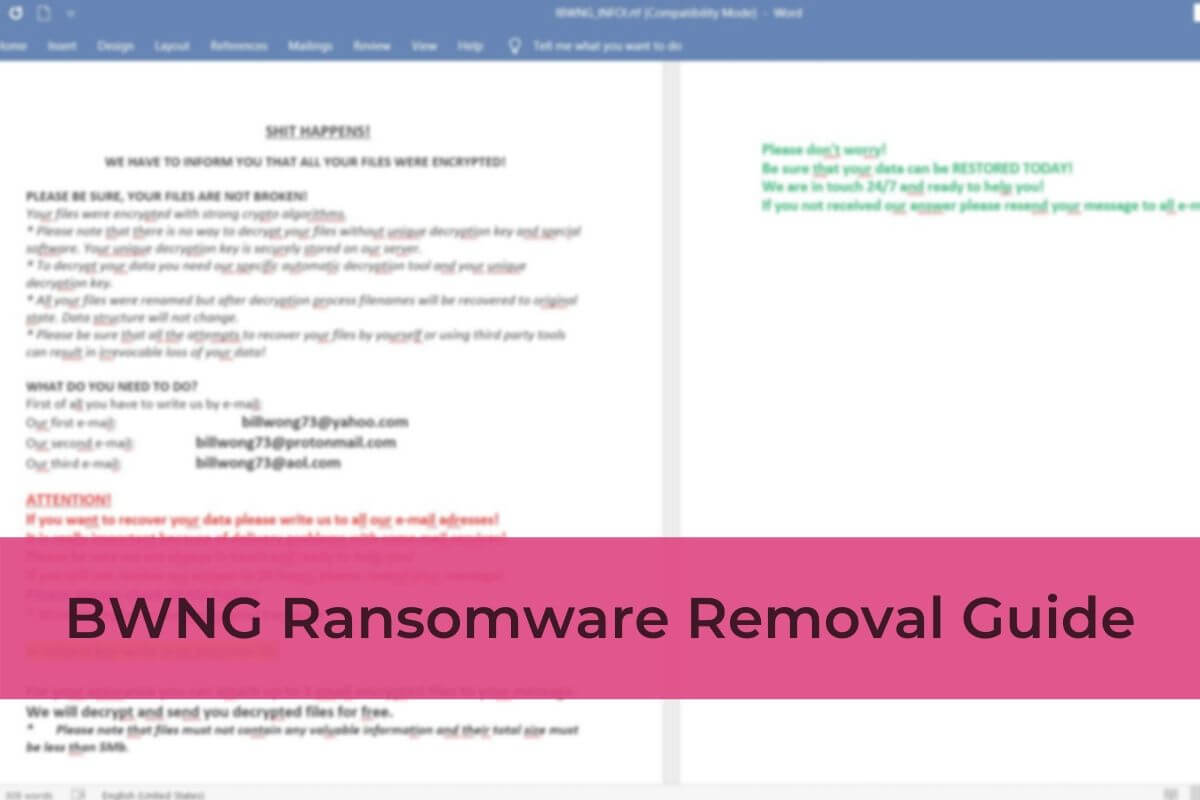 remove BWNG virus ransomware restore BWNG files stf