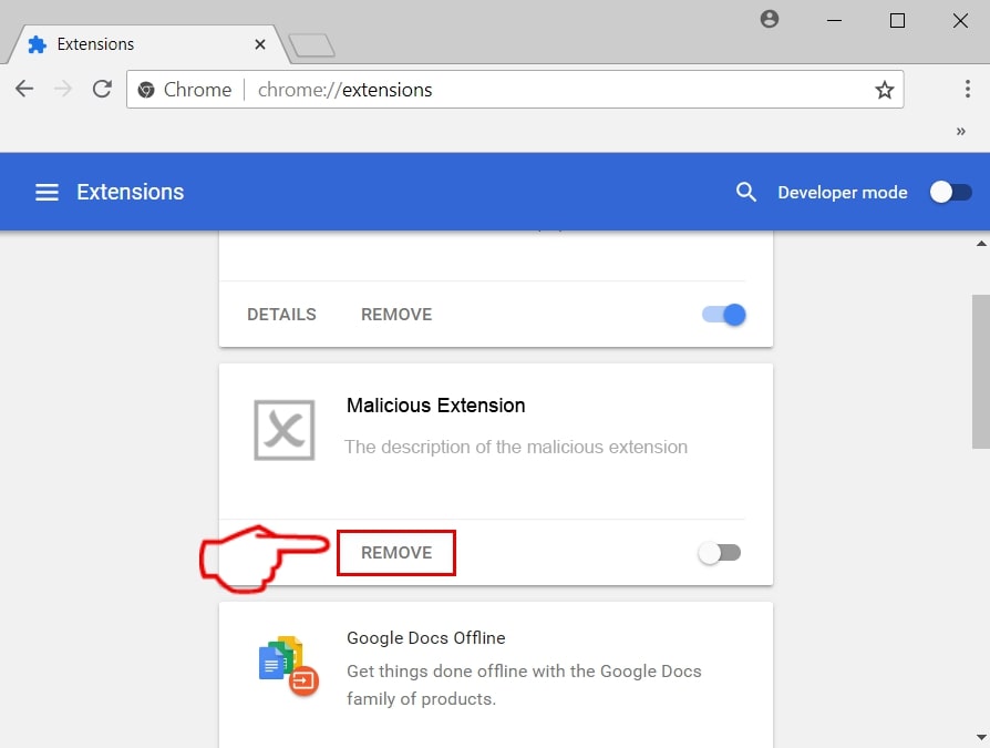 rimuovi il virus mac dal passaggio di google chrome 3