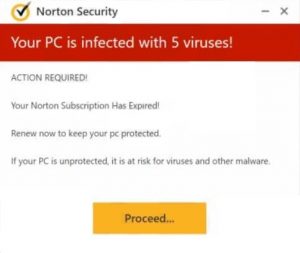 your pc is infected with 5 viruses renew norton subscription