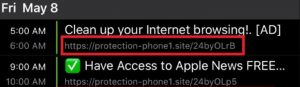 Suppression des notifications de virus de protection du site du téléphone