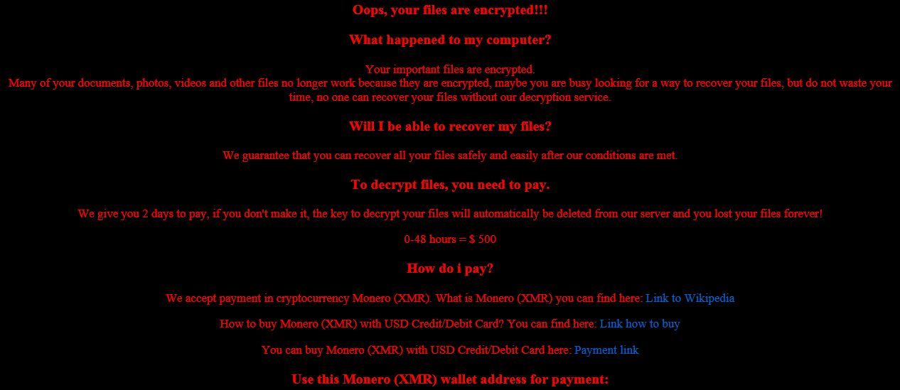 Yogynicof ransomware pop-up message