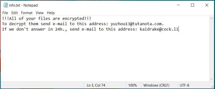 info.txt ransom note chinz ransomware virus