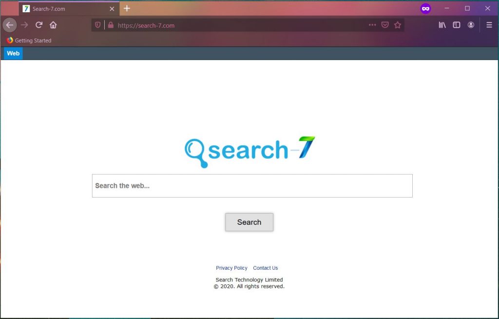 página principal do vírus de redirecionamento search-7.com