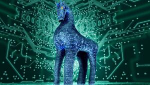 digitaler hintergrund des trojanischen pferdes