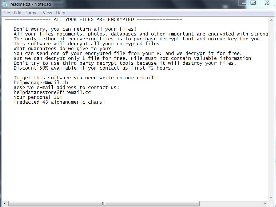 STOP ransomware virus losgeld bericht _readme.txt