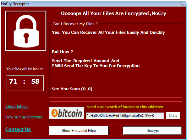nocry ransomware pop-up ransom message stf