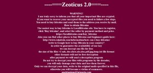 Zeoticus Ransomware Pandora Virus Dateien Lösegeld Hinweis