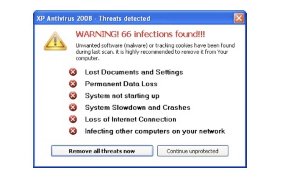 vírus de computador no Windows XP