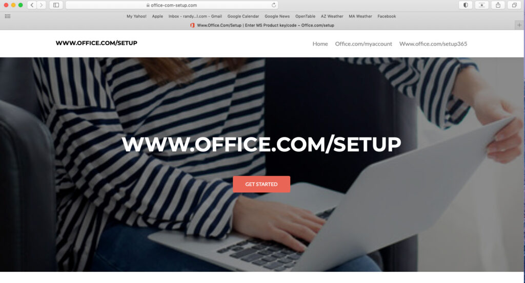 Redirección de estafa de Mac de Office.com