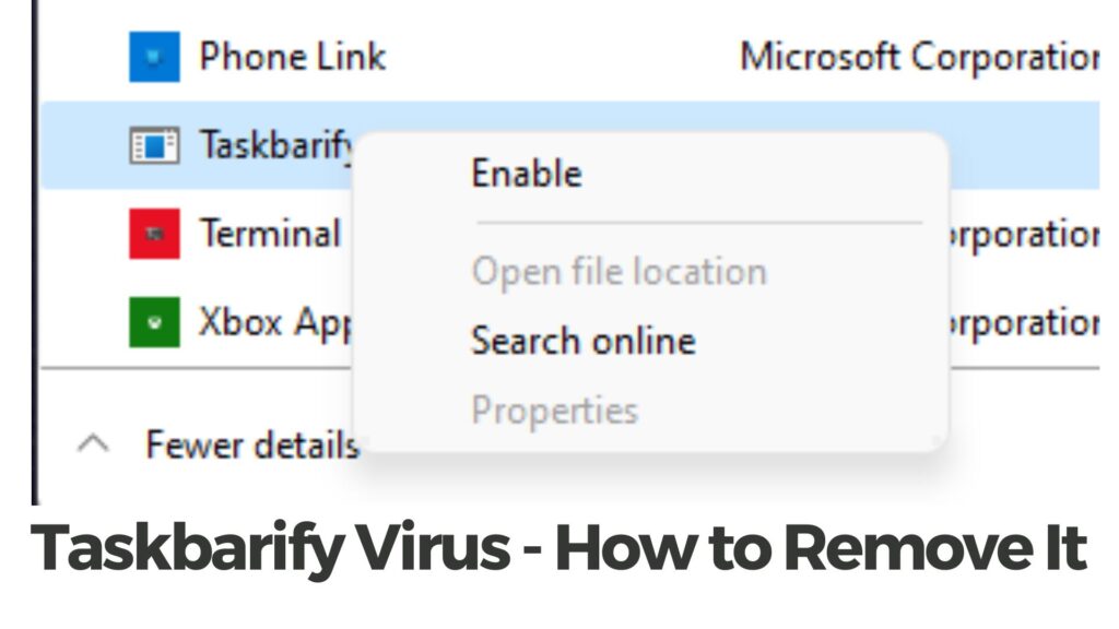 Taskbarify Virus - How to Remove It