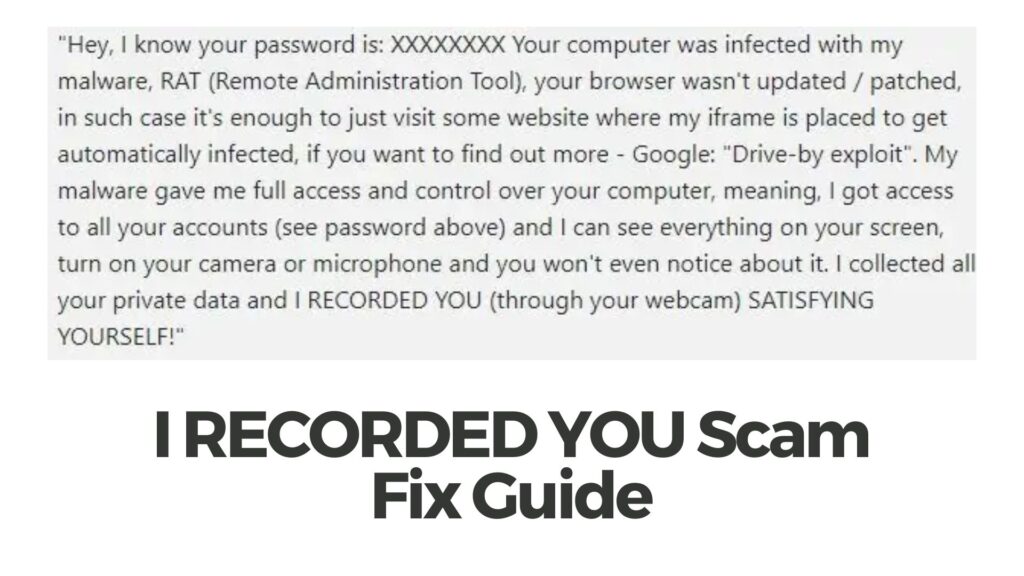 Je t'ai enregistré! Email Scam Malware - Guide de suppression