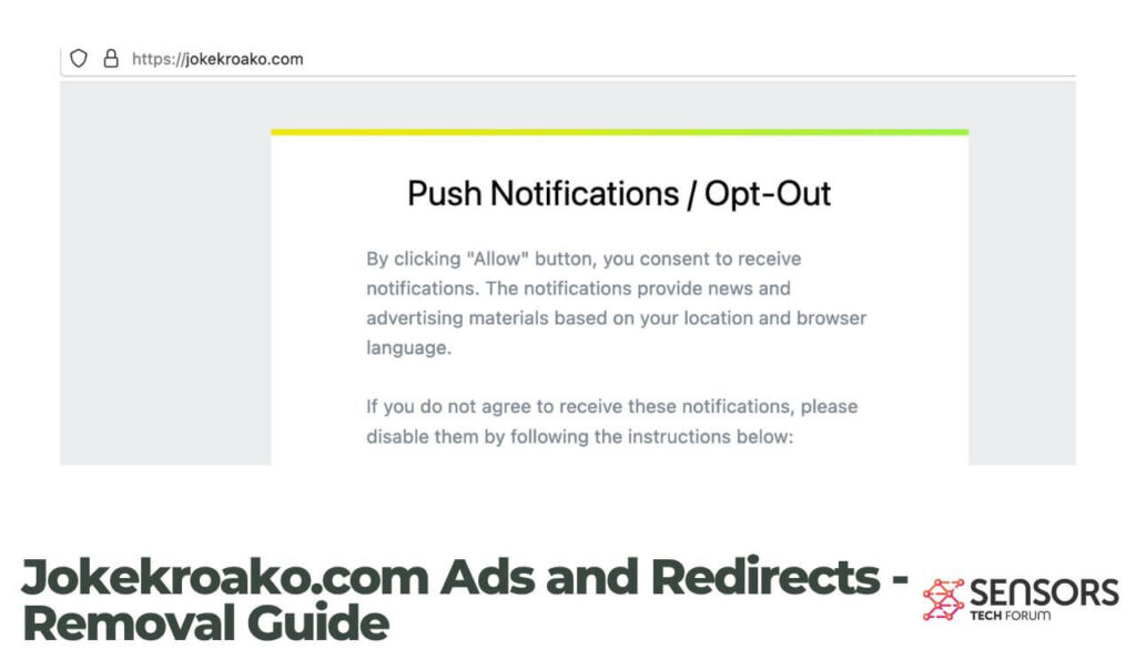 Anúncios e redirecionamentos do Jokekroako.com - Guia de remoção