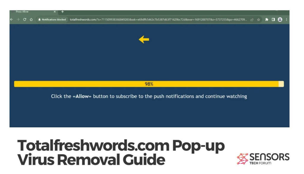 Guia de remoção do vírus pop-up Totalfreshwords.com