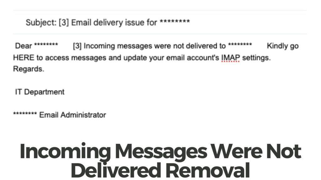 Mensagens recebidas não foram entregues vírus de e-mail