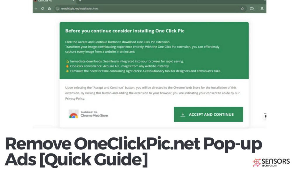 OneClickPic.net ポップアップ広告を削除する [クイックガイド]