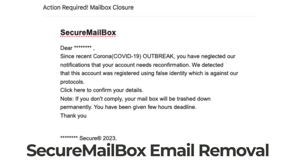 E-Mail-Betrug zur erneuten Bestätigung des SecureMailBox-Kontos