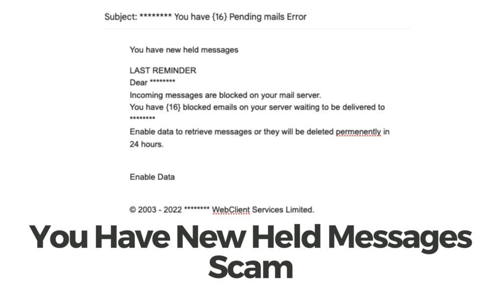 Você tem novo vírus de fraude de e-mail de mensagens retidas