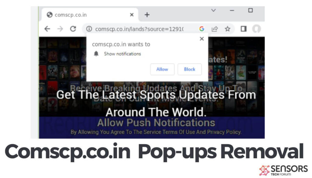 Remoção de pop-ups de Comscp.co.in