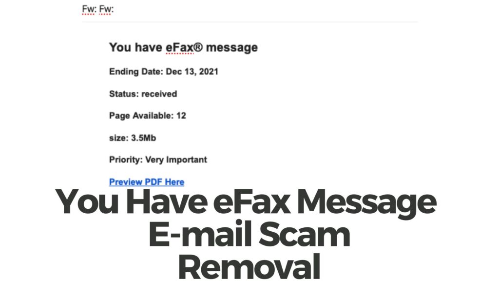Hai la rimozione della correzione della truffa e-mail del messaggio eFax [5 minimo]