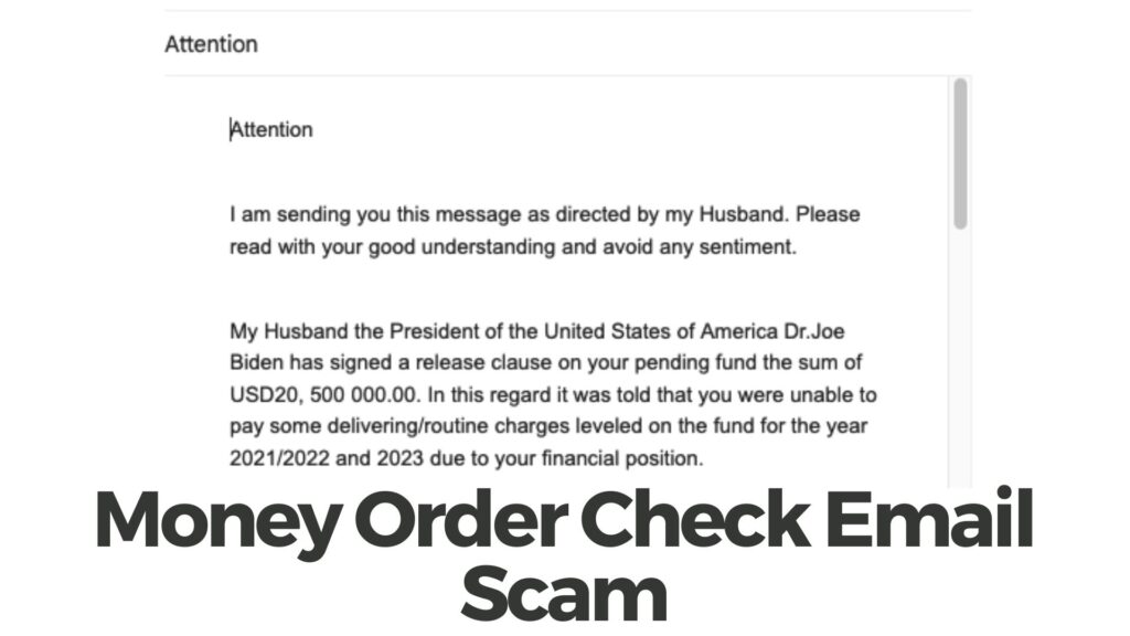 Money Order Check Email Scam Removal